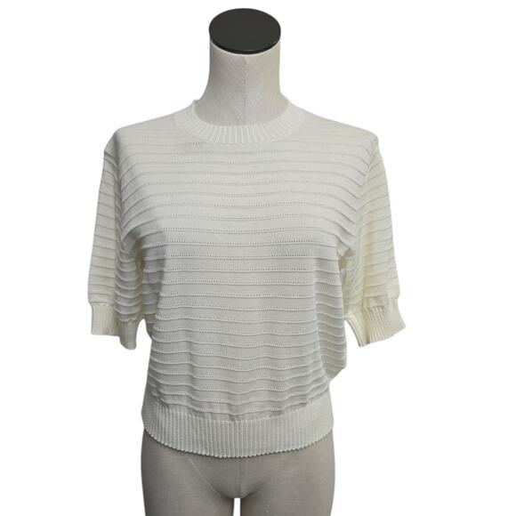 NWT Madewell Textural Stitch Cotton Sweater Lighthouse Size Medium NU542 *Flaw* - Picture 1 of 10